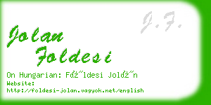 jolan foldesi business card